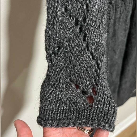 Garnet Hill Gray Wool Alpaca Blend Longline Cardigan Duster Sweater Coat Size XS - Picture 5 of 10